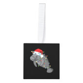 Funny Manatee in Santa Hat Manatee kerstpajam Kubus Ornament (Voorkant)