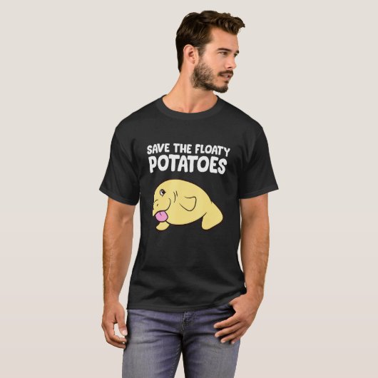 Funny Manatee Save The Floaty Potatoes Schattige M T-shirt (Voorkant volledig)