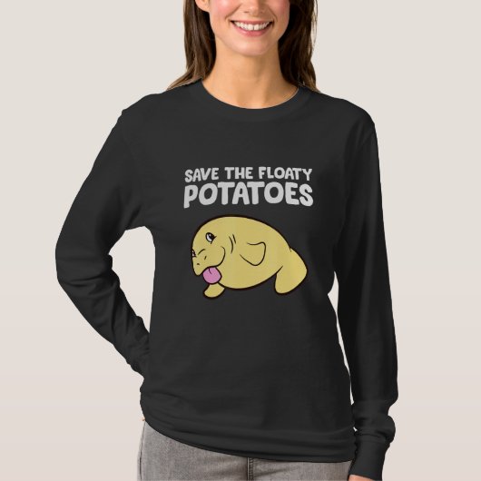 Funny Manatee Save The Floaty Potatoes Schattige M T-shirt (Voorkant)