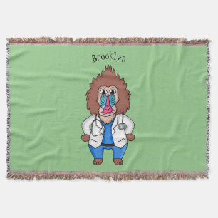 Funny mandrill dokter cartoon illustratie deken
