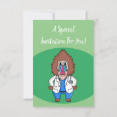 Funny mandrill dokter cartoon illustratie kaart (Achterkant)
