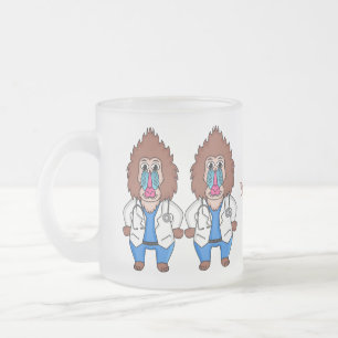 Funny mandrill dokter cartoon illustratie matglas koffiemok