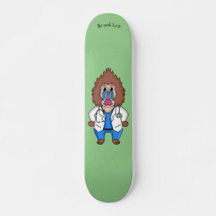 Funny mandrill dokter cartoon illustratie skateboard
