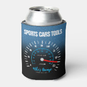 Funny Manly Car Odometer Speedometer Blue Glitter Blikjeskoeler (Blikje Voorkant)