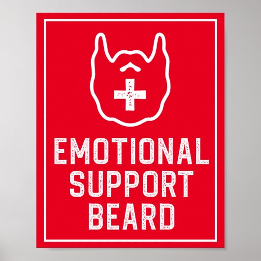 Funny Mannen Emotional Support Beard Joke Gift Poster (Voorkant)