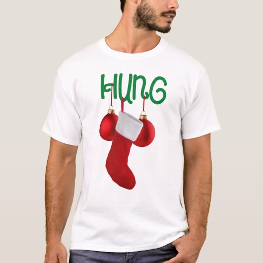 Funny Mannen Hung Kerstmis en Kogels T-shirt (Voorkant)