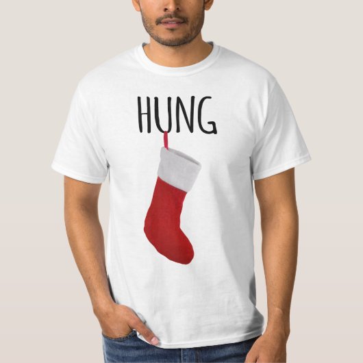 Funny Mannen Kerstmis Stocking Hung T-Shirt (Voorkant)