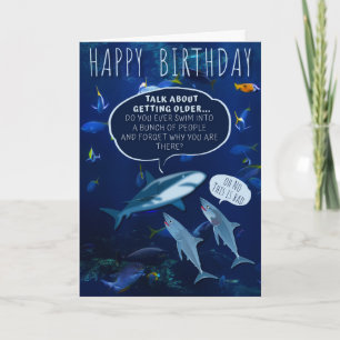 Funny Mans Shark Birthday Aging Humor Blue Kaart