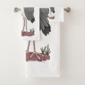 Funny marabou stork cartoon bad handdoek (Insitu)