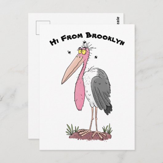 Funny marabou stork cartoon briefkaart (Voorkant / Achterkant)