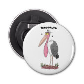 Funny marabou stork cartoon button flesopener (Voorkant)