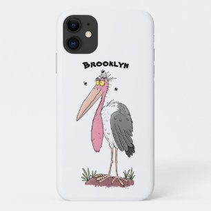 Funny marabou stork cartoon iPhone 11 hoesje