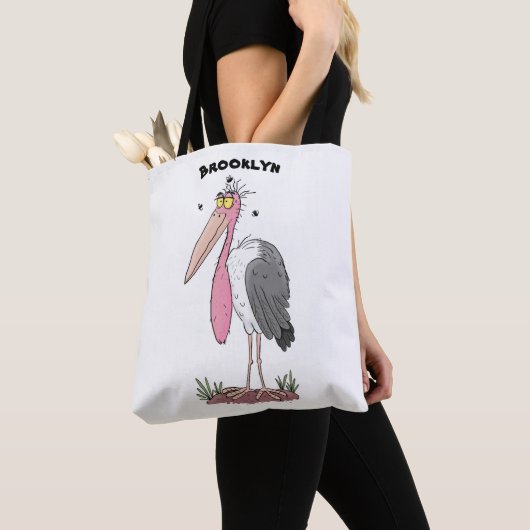 Funny marabou stork cartoon draagtas (Dichtbij)