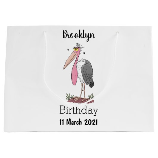 Funny marabou stork cartoon groot cadeauzakje (Voorkant)