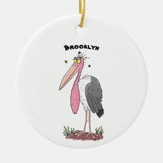 Funny marabou stork cartoon keramisch ornament (Voorkant)