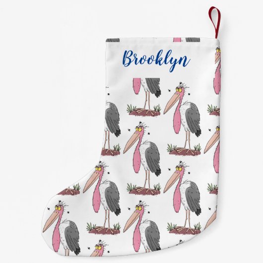 Funny marabou stork cartoon kleine kerstsok (Achterkant)