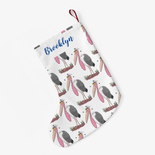 Funny marabou stork cartoon kleine kerstsok (Achterkant (Hangend))