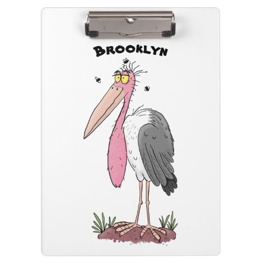 Funny marabou stork cartoon klembord (Voorkant)