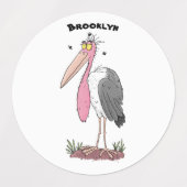 Funny marabou stork cartoon labels (Design 2)