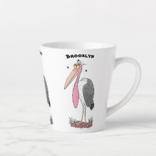 Funny marabou stork cartoon latte mok