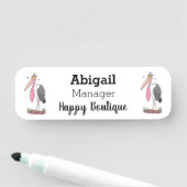 Funny marabou stork cartoon naamplaatje (In situ)