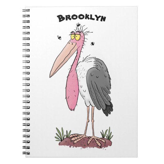 Funny marabou stork cartoon notitieboek (Voorkant)