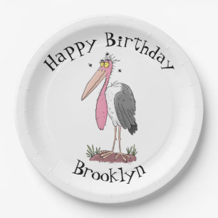 Funny marabou stork cartoon papieren bordje