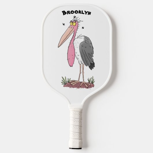 Funny marabou stork cartoon pickleball paddle (Achterkant)