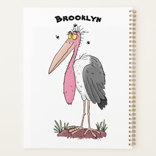 Funny marabou stork cartoon planner (Achterkant)