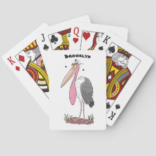 Funny marabou stork cartoon pokerkaarten