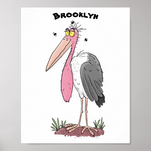 Funny marabou stork cartoon poster (Voorkant)