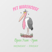 Funny marabou stork cartoon raamsticker (Vel)