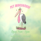 Funny marabou stork cartoon raamsticker (Vel 3)