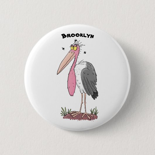 Funny marabou stork cartoon ronde button 5,7 cm (Voorkant)