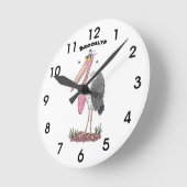 Funny marabou stork cartoon ronde klok (Hoek)