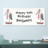 Funny marabou stork cartoon spandoek (Beurs)