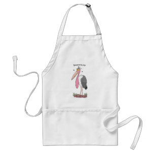 Funny marabou stork cartoon standaard schort