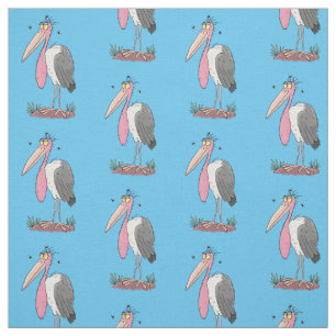 Funny marabou stork cartoon stof