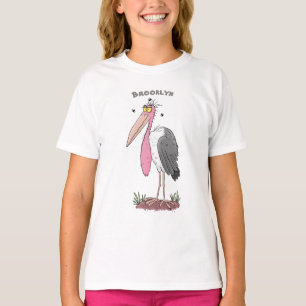 Funny marabou stork cartoon t-shirt