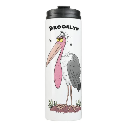 Funny marabou stork cartoon thermosbeker (Voorkant)