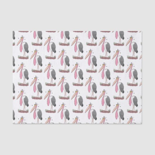 Funny marabou stork cartoon tissuepapier (Voorkant)