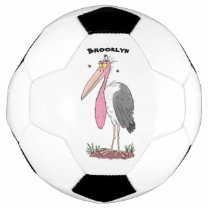 Funny marabou stork cartoon voetbal