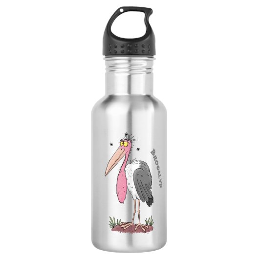 Funny marabou stork cartoon waterfles  (Voorkant)