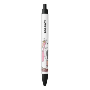 Funny marabou stork cartoon zwarte inkt pen