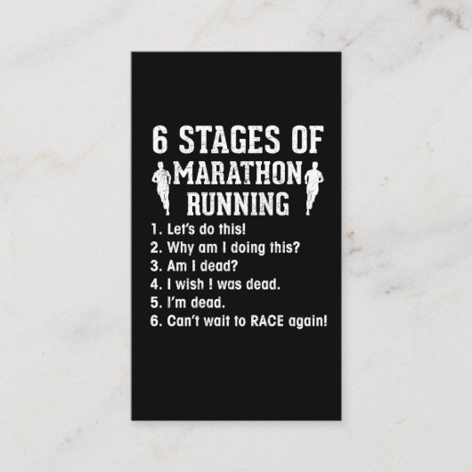 Funny Marathon Runner Quote Athlete Visitekaartje (Voorkant)