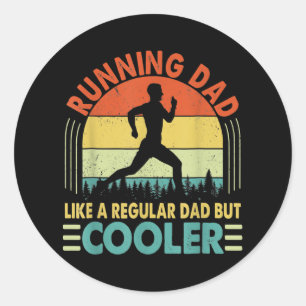 Funny Marathon Runner Vaderdag Ronde Sticker