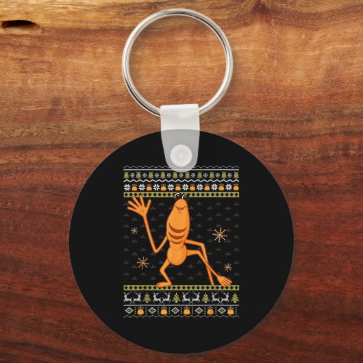 Funny Marcus The Worm Ugly Christmas Sweaters Robe Sleutelhanger (Voorkant)