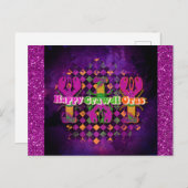 Funny Mardi Gras Crawfish Paars Briefkaart (Voorkant / Achterkant)