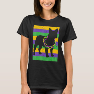 Funny Mardi Gras French Bulldog Beads en Jester H T-shirt