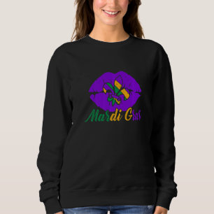 Funny Mardi Gras Jester Pet Paars Lips Mardi Gras Trui